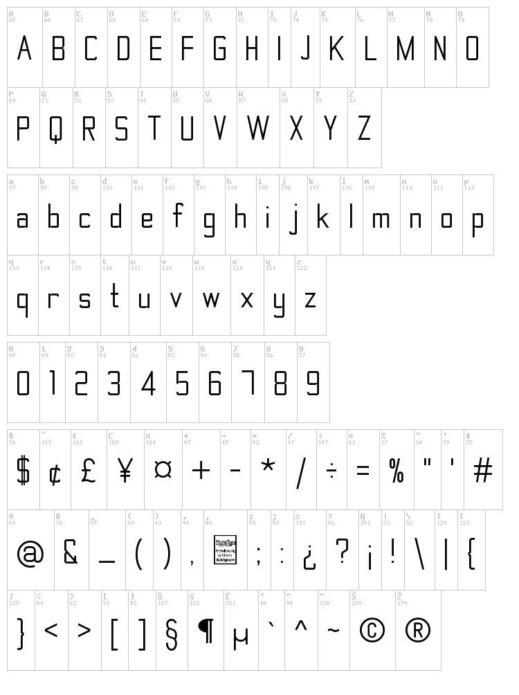 The Matic font map